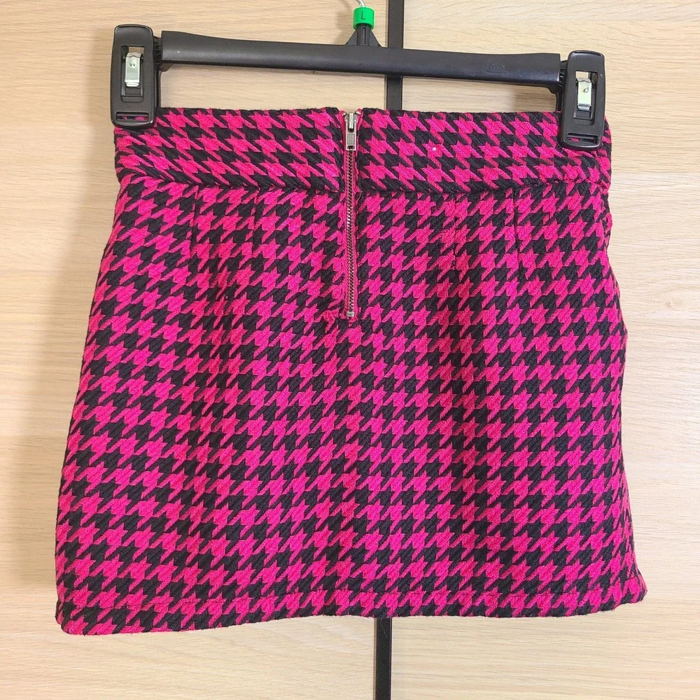 Y2K Cherokee Houndstooth Mini Skirt Kids 7/8 Pink Black Retro Skater Whimsigoth